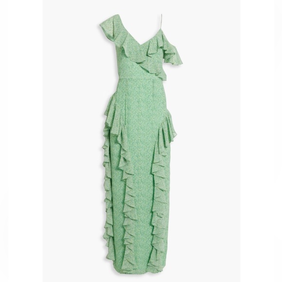 NWT Mikael Aghal Green Floral Gown - Picture 3 of 9